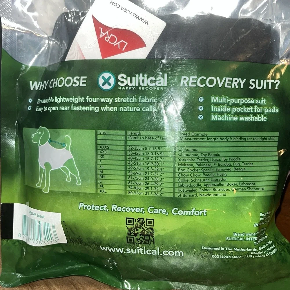 Suitical Dog‎ Recovery Suit Surgery  Black *Collar Alternative* MEDIUM 21-27